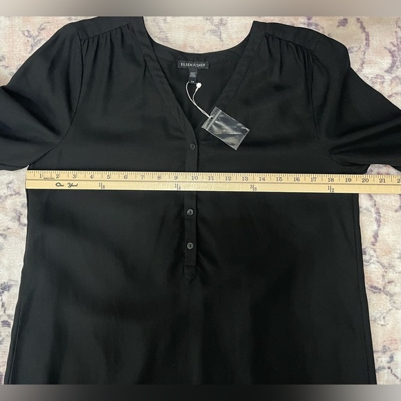 Eileen Fisher Black Button Front Tencel Tunic Style Dress Size Small - Picture 6 of 7